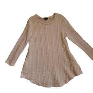 Reborn Sweater Tunic Dress Womens size 1XL Beige Lagen Look Cable Knit